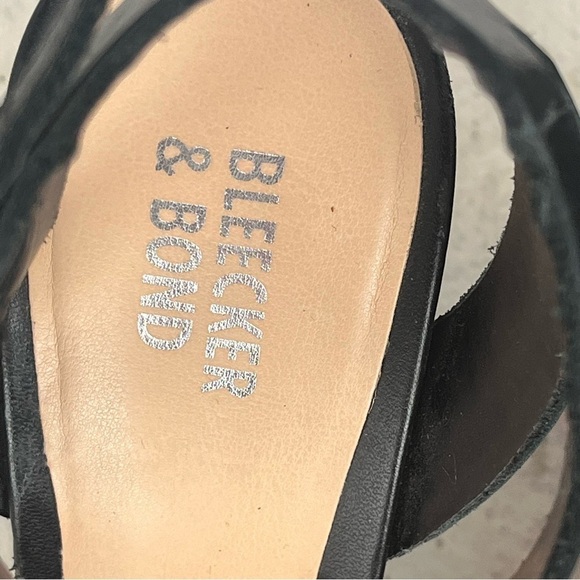 BLEECKER & BOND Sienna Leather Heels Black Size 7.5 Stacked Heel - Picture 4 of 16